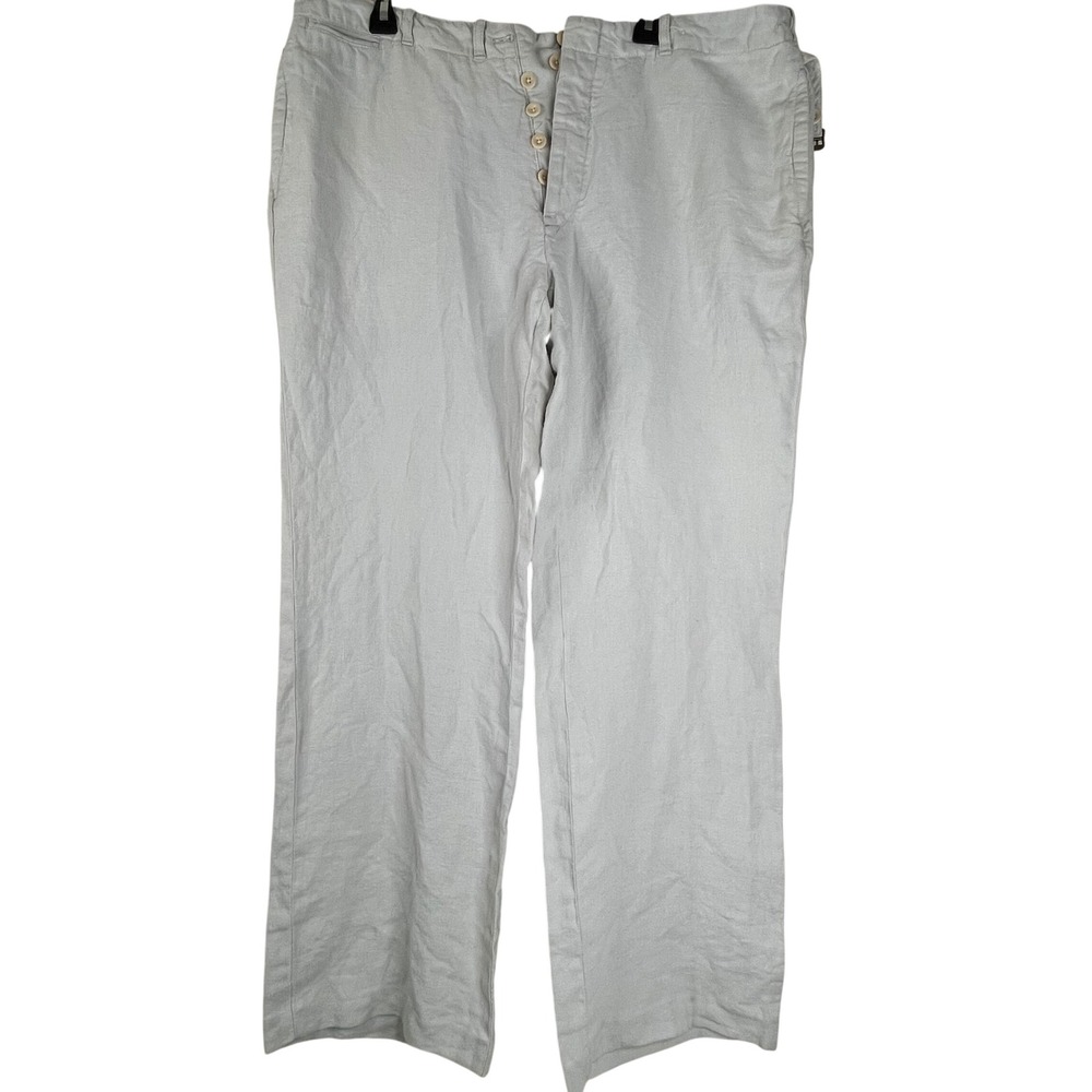 Polo Ralph Lauren Pants Mens 38R 100% Linen Side Buckle Cinch Back Button Fly